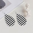 thumbnail image 4 of Black And White Stripe Leather Teardrop Earring Lightweight Drop Earrings For Women, 4 of 6