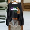 thumbnail image 2 of IWRICH Mardi Gras Shirts for Women Long Sleeve Crew Neck Lips Printed Sweatshirts Carnival Tops Spring Fashion Clothes Black S, 2 of 3