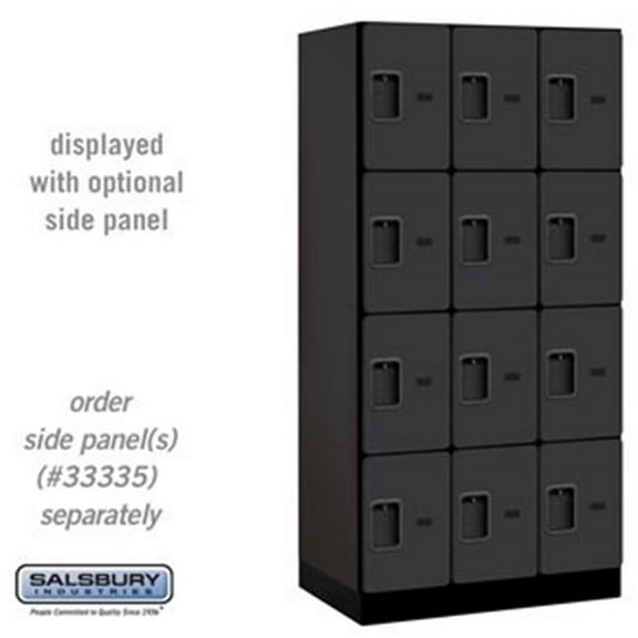 12" Wide Four Tier Designer Wood Locker - 3 Wide - 6 Feet High - 21 Inches Deep - Black