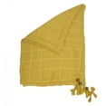 thumbnail image 3 of Women Plaid Wood Bead Tassel Cotton Scarf Lightweight Wrap Shawl Mustard, 3 of 4