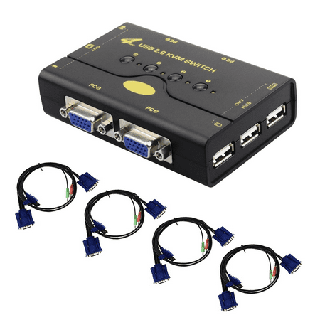 Dual Vga Kvm - 4 Port VGA KVM Switch with USB Hub Support Wireless Keyboard Mouse Connection and Push Button Switching Function