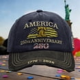 thumbnail image 5 of 250Th Anniversary Hat, 250Th Anniversary, Anniversary, Embroidery, 250Th, Bell, Baseball, Cotton Washed Fabric, Adjustable Closure, Patriotic Events, Navy Black, Standard Fit, 1, 5 of 5