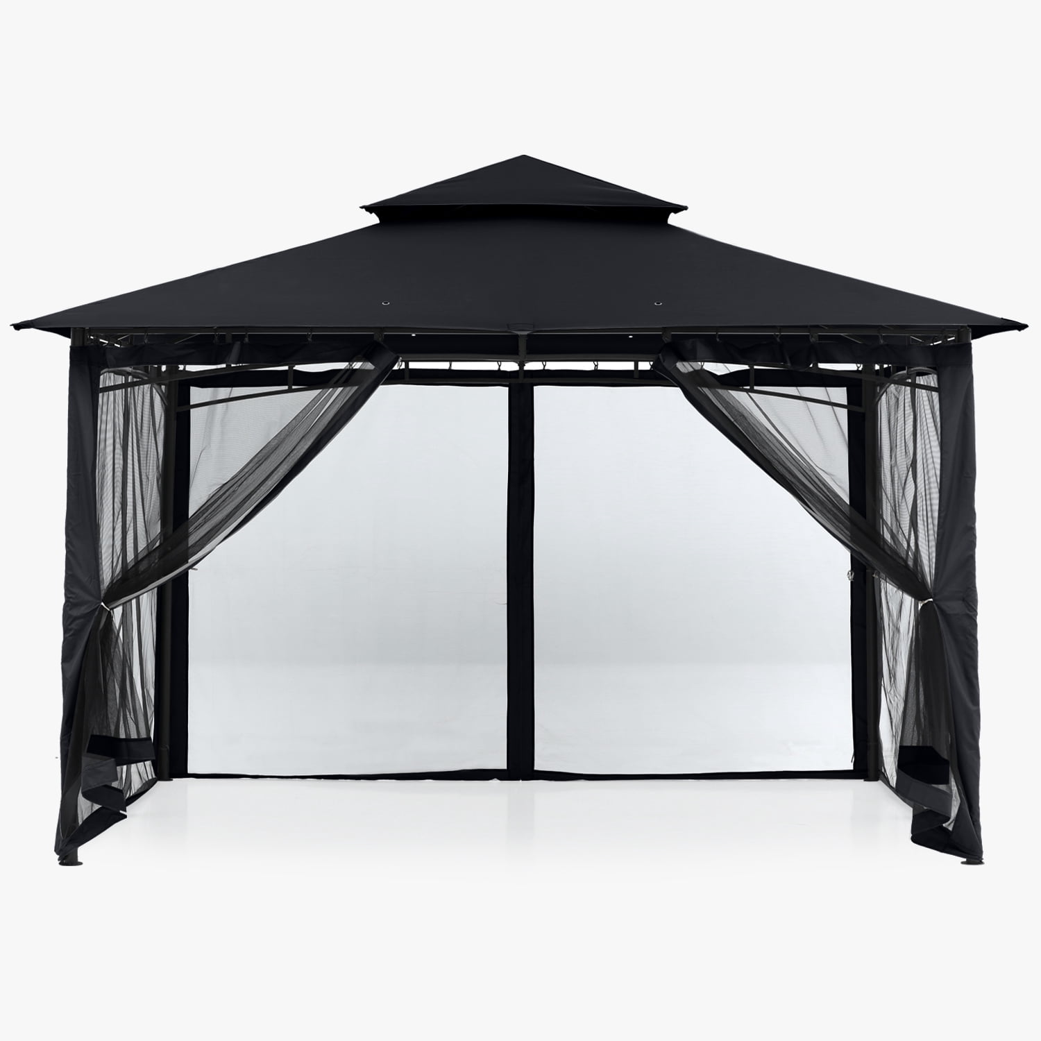 ABCCANOPY 11'x11' Patio Gazebo With Mosquito Netting and Double Soft Roof Canopies for Shade and Rain,Black