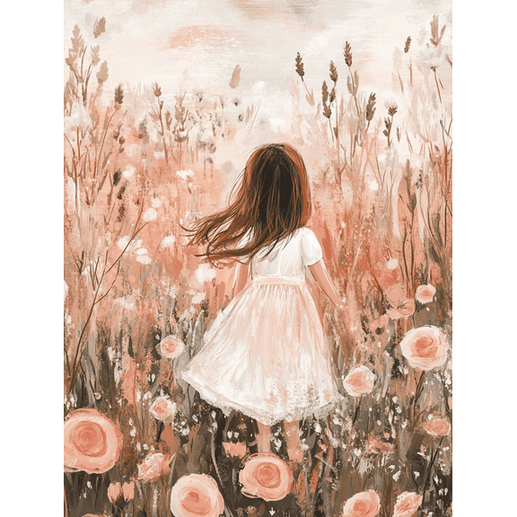Girl in Flower Field Canvas Painting/Wall Art， Perfect for Living Room， Bedroom， Dining Room， Office， and Gallery Wall Decor.