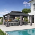 thumbnail image 3 of PURPLE LEAF 12' X 16' Hardtop Gazebo Patio Hardtop Gazebo with Heavy Duty Galvanized Steel Double Roof for Patio Lawn Garden, Grey, 3 of 14
