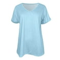 thumbnail image 5 of Summer Tops for Women Neck Top for Women Tops Loose Workout Shirt Shirts Long Sleeve Compression Shirts Long Sleeve Womens Turtleneck Women's New Day Womens Shirt Casual Light Blue L, 5 of 6