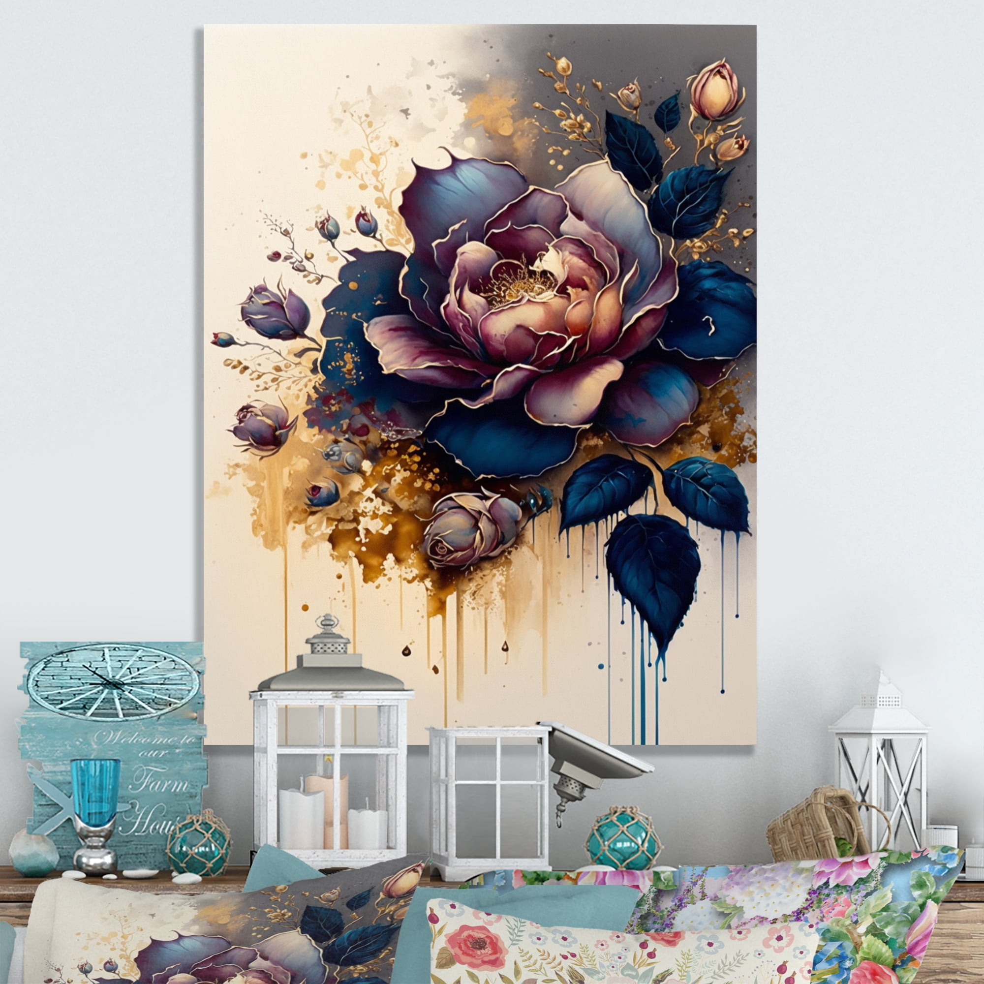Designart Night Shade Rose Design II Canvas Wall Art