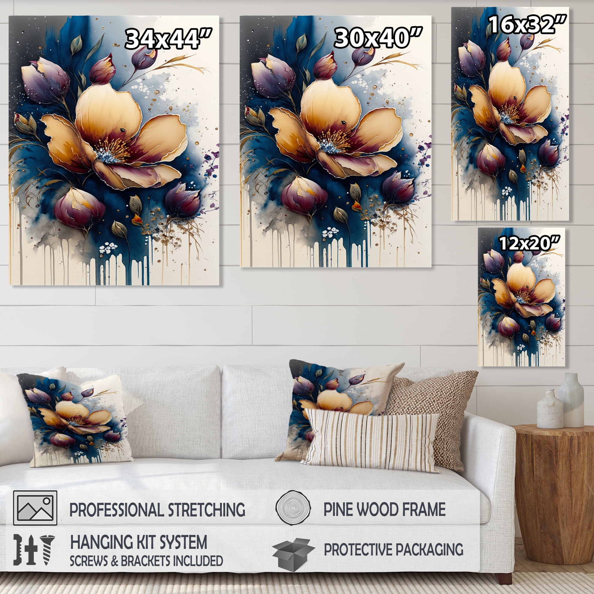 Designart Red Blooming Crocus Flowers III Canvas Wall Art