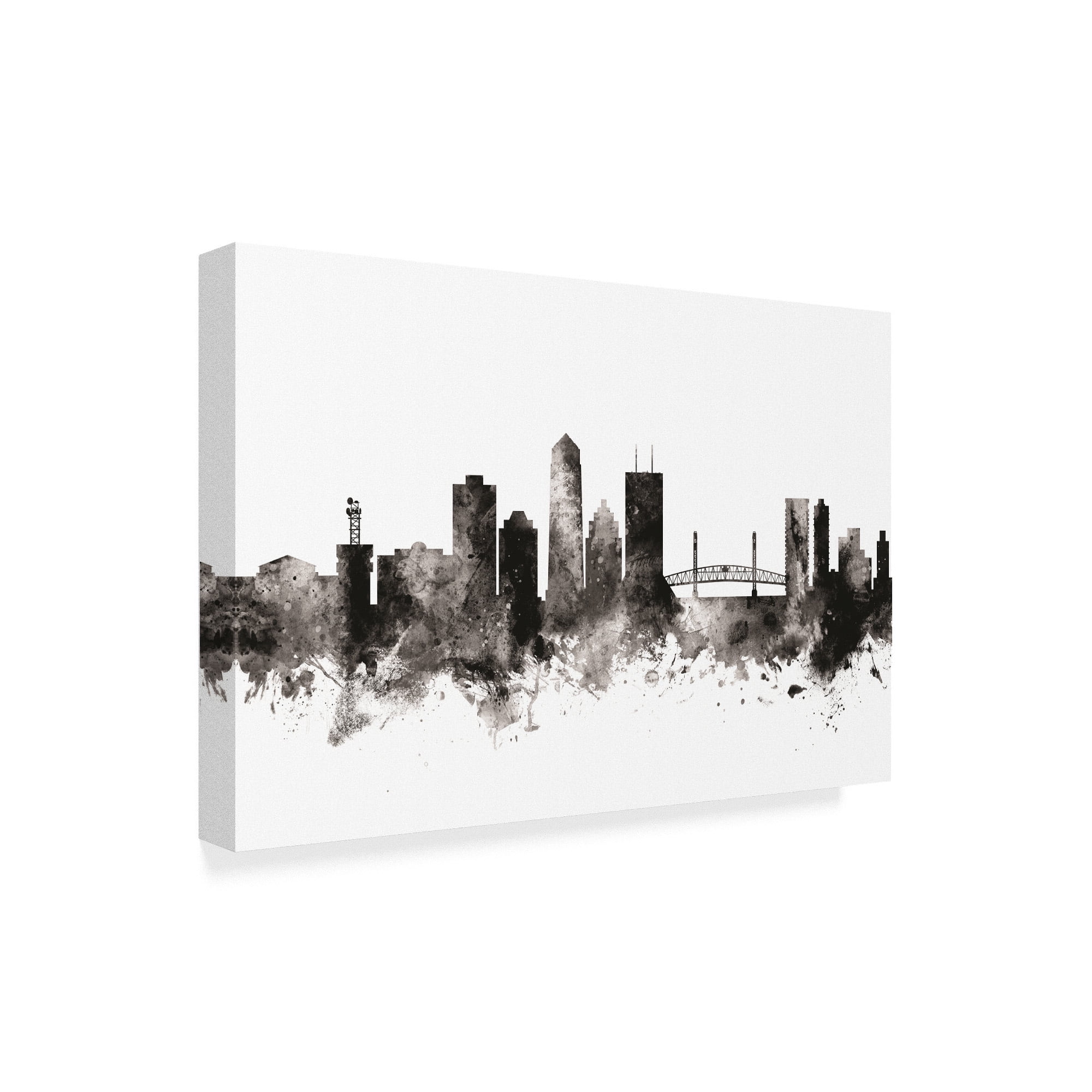 Trademark Fine Art 'Jacksonville Florida Skyline Black White' Canvas Art by Michael Tompsett