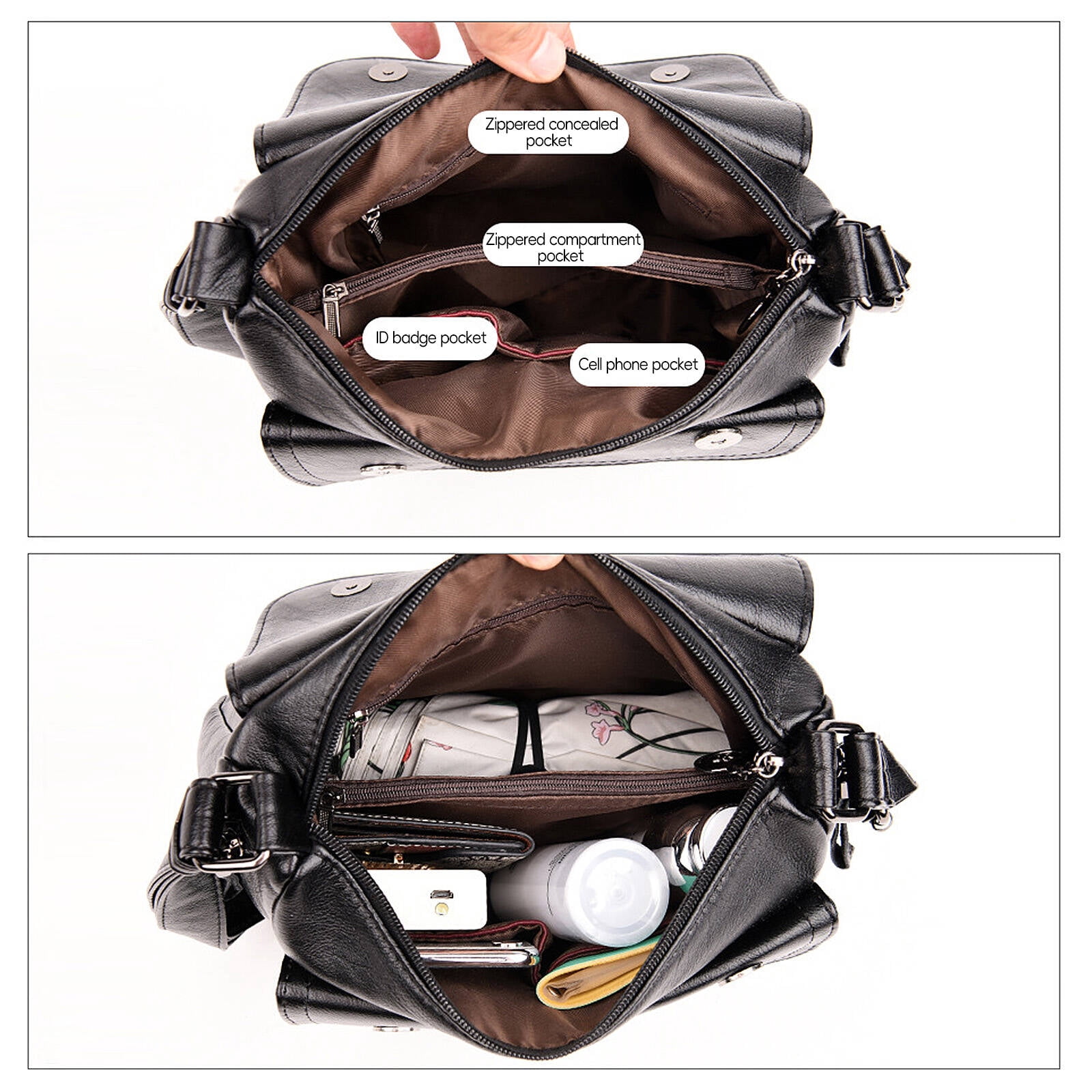 GASTROPOD Purses for Women Side Zipper Pockets Cross Body Bag for Woman Convenient Pocket Design Shoulder Bag for Women Black