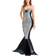 thumbnail image 2 of Sunloudy Vestido largo de Halloween para mujer, sin mangas, con cordones, cuello halter, espalda descubierta, patchwork, sirena, vestido de cosplay Sunloudy moda, 2 of 9