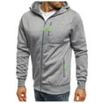 thumbnail image 1 of Men‘s Solid Two Piece Zipper Hooded Pocket Coat Drawstring Pocket Pants Set, 1 of 6