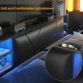 thumbnail image 3 of Aheaplus Queen Size Bed Frame with RGB LED Lights and Power Outlets, No Box Spring Needed Platform Bed with Storage Upholstered Headboard, 3 of 7