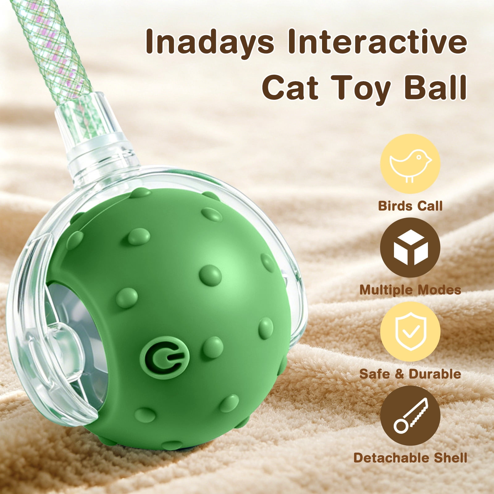 Risehigh Cat Toys for Indoor Cat Toy Smart Interactive Cat Toy Ball Rechargeable