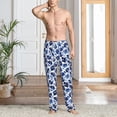 thumbnail image 5 of Uemuo Blue Ink Flowers Pattern Men's Wide Leg Palazzo Lounge Pants with Pockets Light Weight Loose Comfy Casual Pajama Pants-XX-Large, 5 of 9