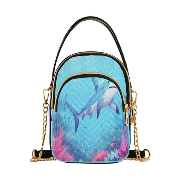 ALAZA Chain Crossbody Bags for Women Shark Coral under Sea Shoulder Handbag Phone Purse