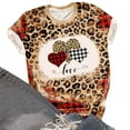 thumbnail image 6 of Jewelreauty Women's Valentine's Day Short Sleeve Shirts Graphic Leopard Pullover Tops Plus Size S-6XL Casual Tee Blouses (M, Brown-D), 6 of 7