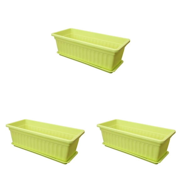 17 Inch Window Box Planter with Drainage Holes & Tray – Plastic Flower & Vegetable Planter for Indoor/Outdoor Use – Perfect for Windowsill, Patio, Balcony, Porch & Garden (Great Gift Idea)