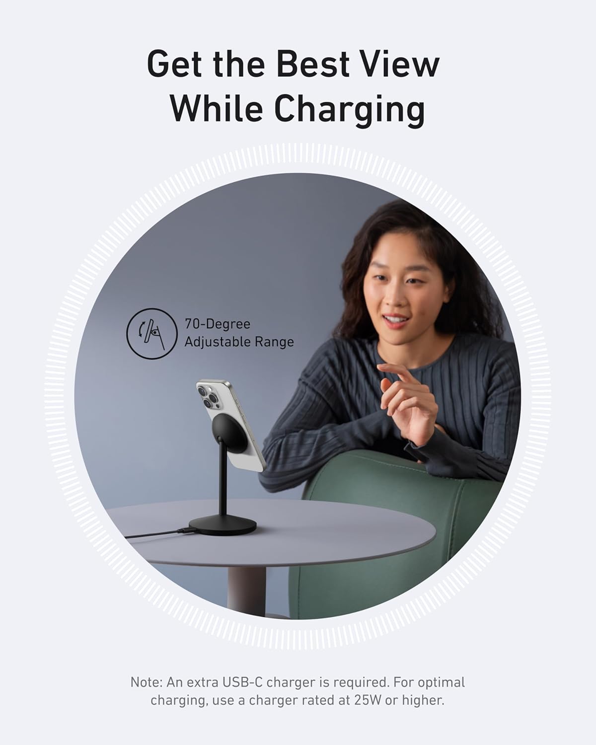 Anker MagGo iPhone 17 MagSafe Charger Compatible Stand, 15W Fast Magnetic Wireless Charging Station, Qi2 Certified 360° Wireless Charger, Magnetic Stand (No Adapter)