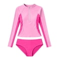 thumbnail image 4 of Zylarhe Rash Guard for Girls, Girls Long Sleeve Rash Guard UPF 50+ Sun Two Piece Bikini Set With Swim Shorts 11-12 Years Hot Pink, 4 of 5