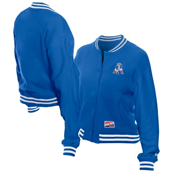 Women's New Era  Royal New England Patriots Throwback Fleece Full-Snap Jacket