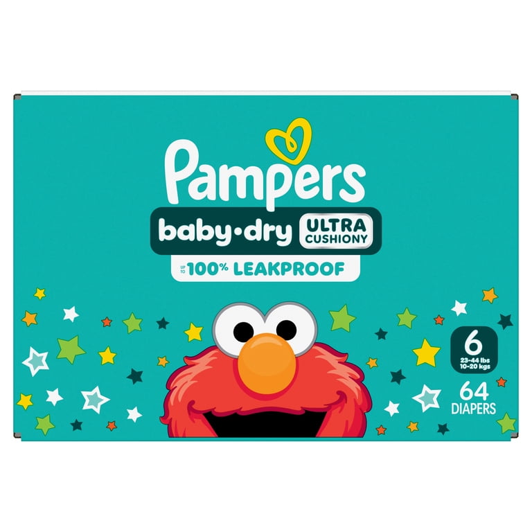 Pampers, Baby Dry Baby Diapers, Size 6, 64 ct, Sesame Street