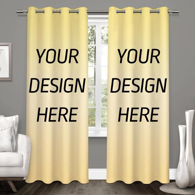 Custom Blackout Curtains, Personalized Window Drapes, Design Your Photo Text, Customized Room Darkening Thermal Curtains with Grommet for Living Room Bedroom Club Office Decor, 2 Panels 120W x 84L in
