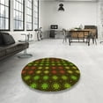 thumbnail image 4 of Ahgly Company Machine Washable Indoor Round Transitional Black Brown Area Rugs, 4' Round, 4 of 7