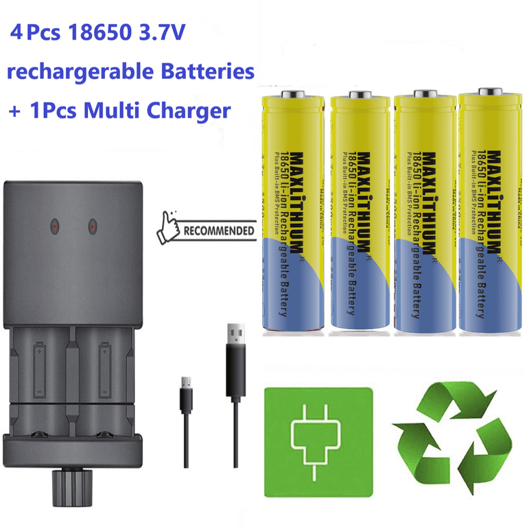 Rechargeable 18650 Li-Ion 3.7V 2500mAh Batteries Lot + Case Box
