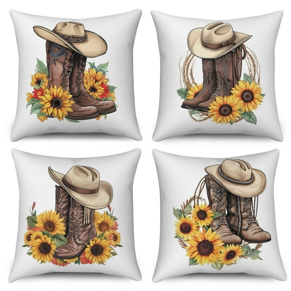 Pbobriich Summer Sunflower Pillow Case Decorative Throw Pillow Cover Cushion Case for Home Outdoor Sofa Couch,18x18In,Set of 4