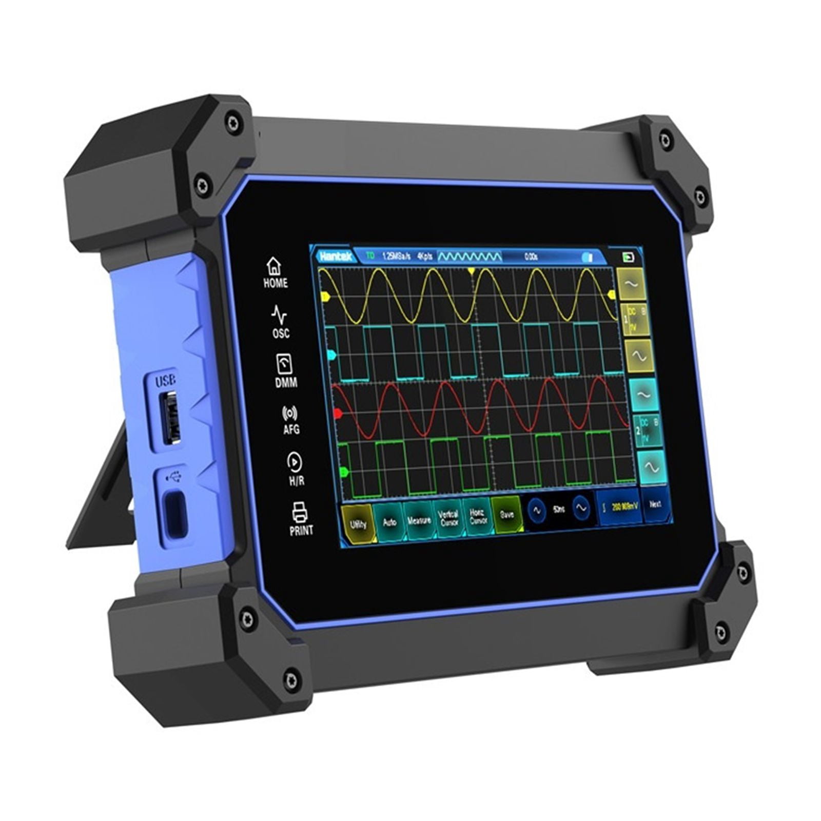 TO1254D Touch Screen Digital Oscilloscope Portable 4 Channels USB Oscilloscopes + Signal Source +Multimeter Tester ,Professional Designed