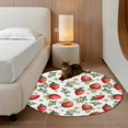 thumbnail image 2 of Round Area Rug 4 Ft, Red Strawberry Washable Non-Slip Circle Carpet for Living Room/Bedroom, Summer Fruits Farmhouse Leaves Floral Rustic Low-Profile Crawling Mats Collection Rugs for Indoor, 2 of 8