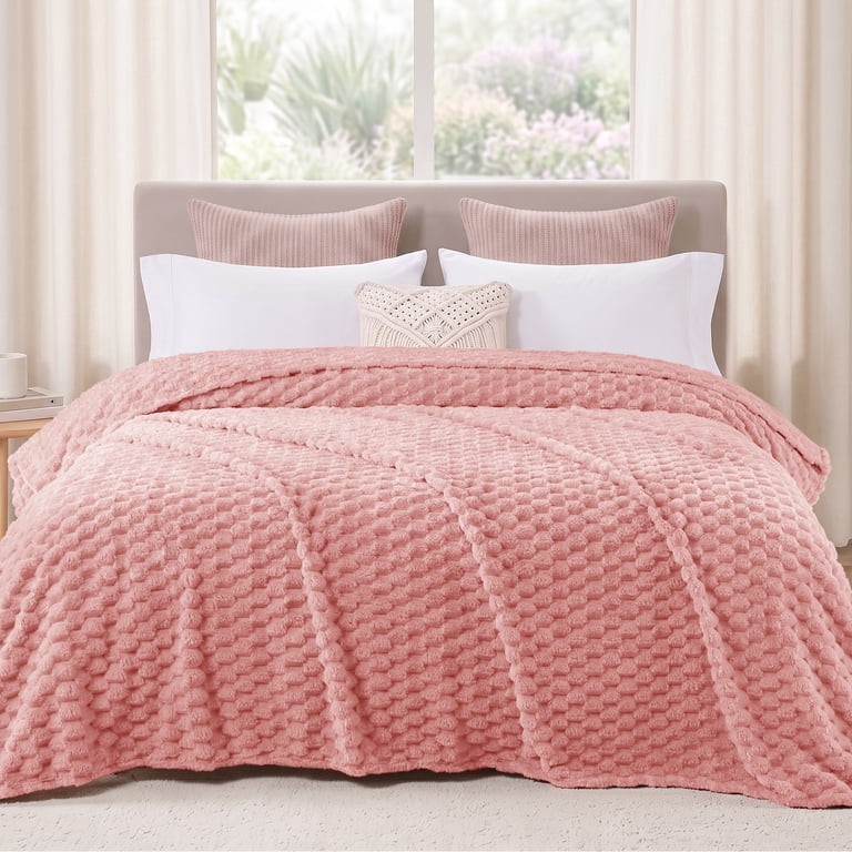 Exclusivo Mezcla Twin Jacquard Fleece Blanket, Dusty Pink photo 1