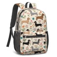 thumbnail image 2 of Dachshund and Floral Beige Pattern 17" School Backpacks for Teens,Waterproof Oxford Fabric,S-Shape Padded Straps for School,Travel,Hiking,Camping, 2 of 6