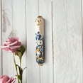 thumbnail image 4 of Matashi Hand Painted 5" Blue and Ivory Enamel Flower Mezuzah Embellished with Gold Accents and fine Crystals, 4 of 7