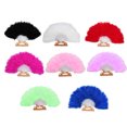 thumbnail image 2 of Rinhoo Feather Fan Foldable Handheld Festival Decoration Square Dance Retro Style Show Down Colorful Fan, 2 of 9