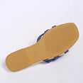 thumbnail image 5 of HomeDM Women's Flat Sandals Sparkly Rhinestone Dressy Square Open Toe Comfortable Slide Sandals Summer Slip On Beach Sandals, Blue Size 6.5, 5 of 7