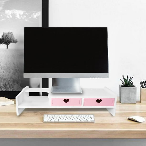 Soporte r para , r para de computadora, estante para computadora, estante de almacenamiento para escritorio, soporte para 2 cajones rosas