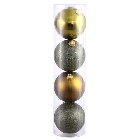Vickerman 4.75 Olive 4-Finish Ball Ornament Assortment 4 per Box