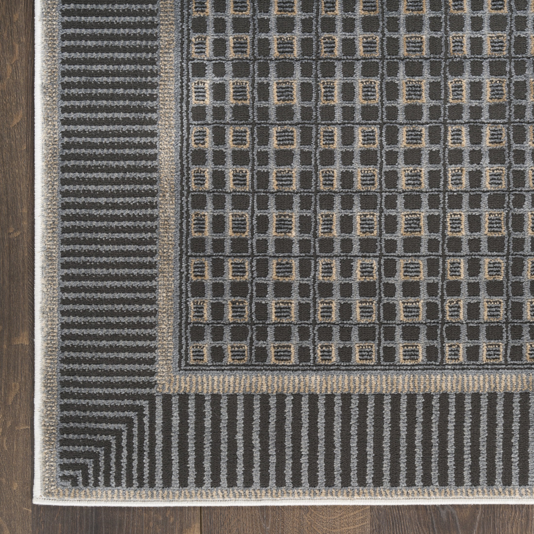 Nourison Nordic 9' x 12' Black Taupe Art Deco Indoor Rug