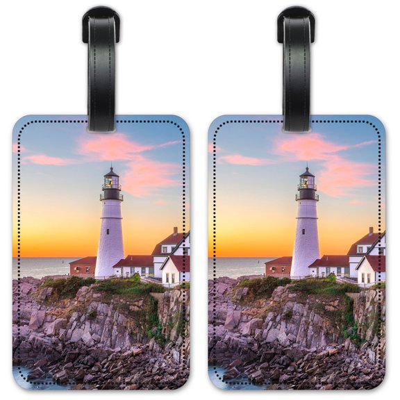 Lighthouse at Dusk - Luggage ID Tags / Suitcase Identification Cards - Set of 2