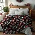 thumbnail image 3 of Christmas Flannel Blanket Throw, Black Red Buffalo Plaid Snowflake Soft Fuzzy Plush Cozy Fleece Blankets for Couch Sofa Bed Lounging, Ideal Gifts for Kids Adults Wife Self, 60x80, 3 of 6