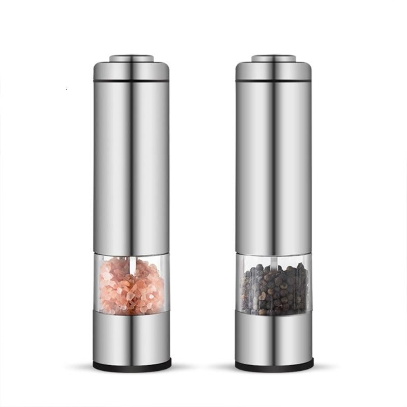 PatungKu Thumb Push Button Black Grinder Stainless Steel for Black Pepper Sea Salt