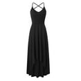 thumbnail image 3 of Clothing Women's V Neck Sleeveless Casual Summer Loose Sundresses Asymmetrical Solid Color Halter Maxi Dresses, 3 of 4