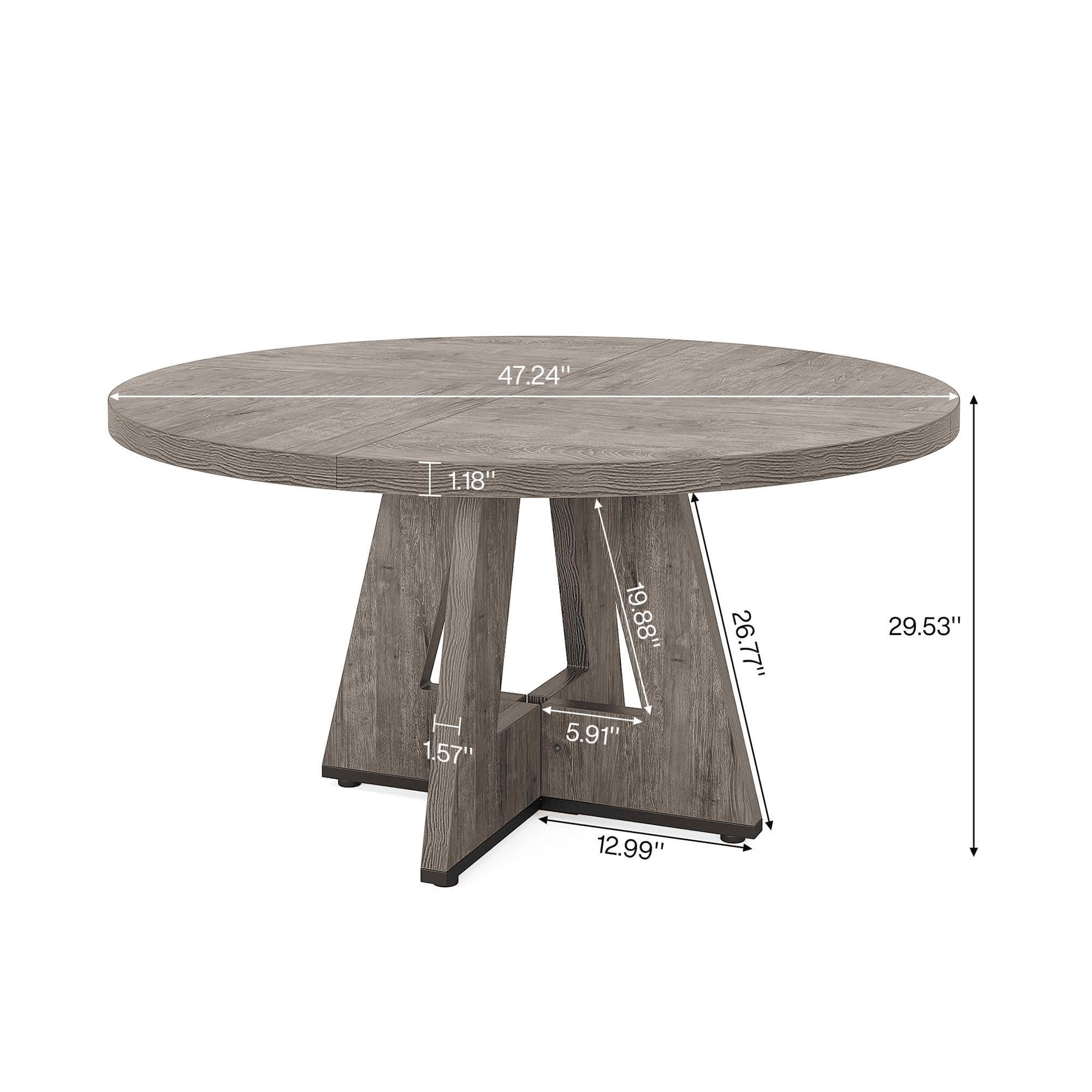 MAYEERTY 47 Inch Round Farmhouse Dining Table, MDF Top Metal Frame Kitchen Table Seats 4 for Home