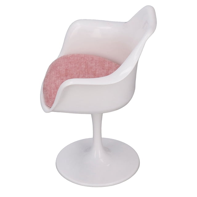 Chaise de Bureau Maison de Poupée, Chaise de Bureau Maison de Poupée ABS Blanc Pieds Ronds Chaise Rotative Décontractée pour Maison de Poupée 1:6