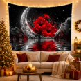 thumbnail image 3 of Red Hibiscus Flowers Before Crescent Moon Dramatic Gothic Style for Flower Lovers Dark Floral Decor Valentine's Day Gift Tapestry Wall Hanging for Bedroom, Living Room and Dorm, 3 of 7