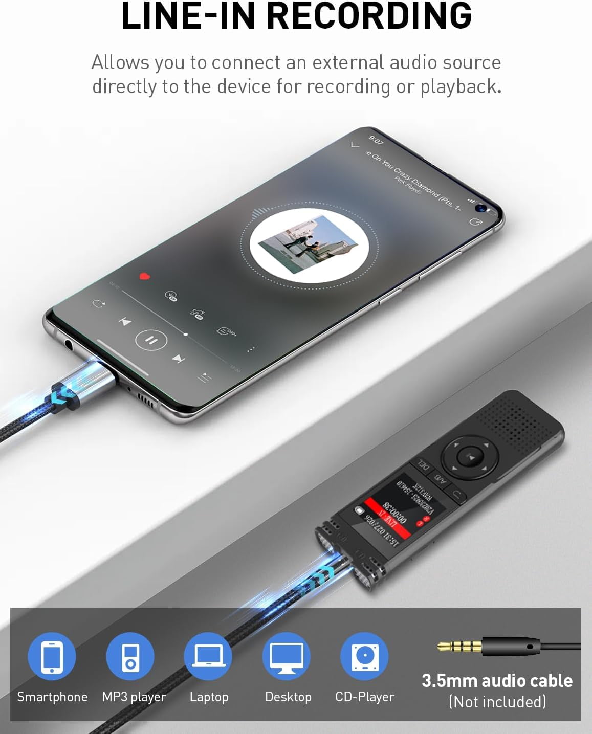 64GB Digital Voice Recorder with Playback Voice Activated Tape Recorder for Lectures Meetings, 1536Kbps Sound Audio Recorder Dictaphone Recording Device with Recording Monitoring, Line-in, Password