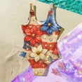 thumbnail image 6 of 4th of July Swimsuit for Kids Girls Size 6-7 One Piece Swimsuit Summer Patriotic American Flag Floral Print Swimsuits Swimming Sleeveless Beach Vacation Happy Festival Bathing Suit Beige 5-6 Years, 6 of 6