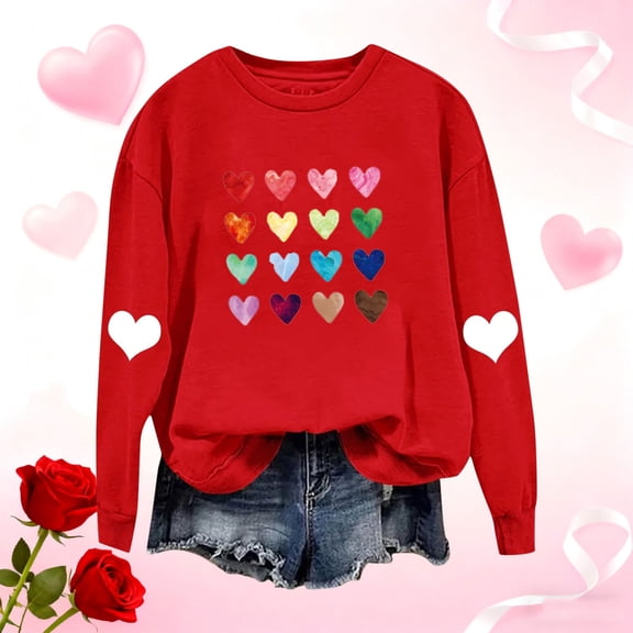 NuoCaiYun Valentines Day Sweatshirt for Women Funny Shirts Casual Valentine Pullover Long Sleeve Tops